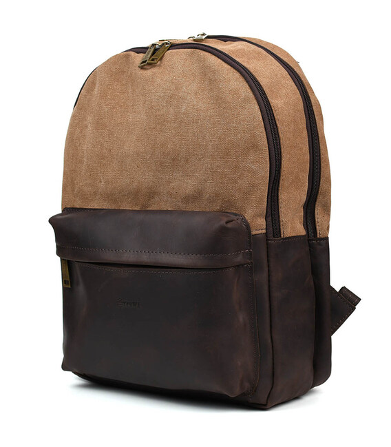 Рюкзак з кінської шкіри та канвасу коричневий TARWA RCС-7273-3md фото, картинка, изображение