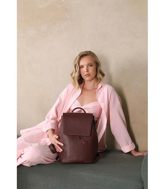 Женский кожаный рюкзак Kim бордовый флотар фото, картинка, изображение