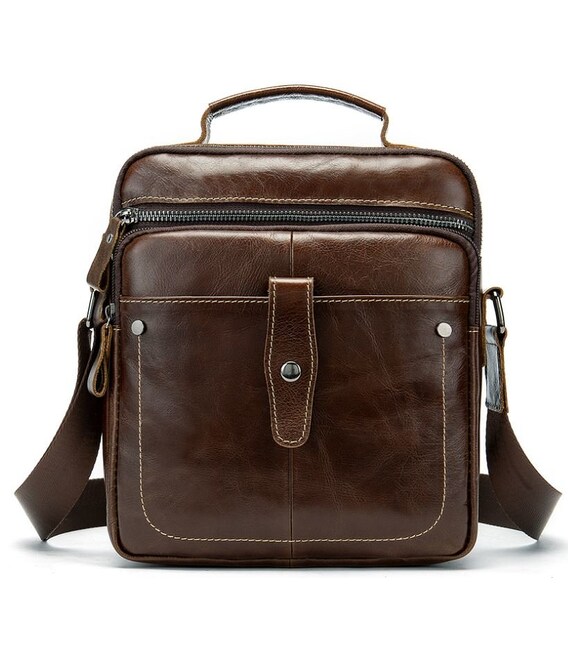 Сумка чоловіча гладка Vintage 14700 Коричнева картинка, зображення, фото