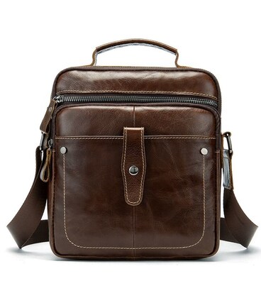 Сумка чоловіча гладка Vintage 14700 Коричнева картинка, зображення, фото