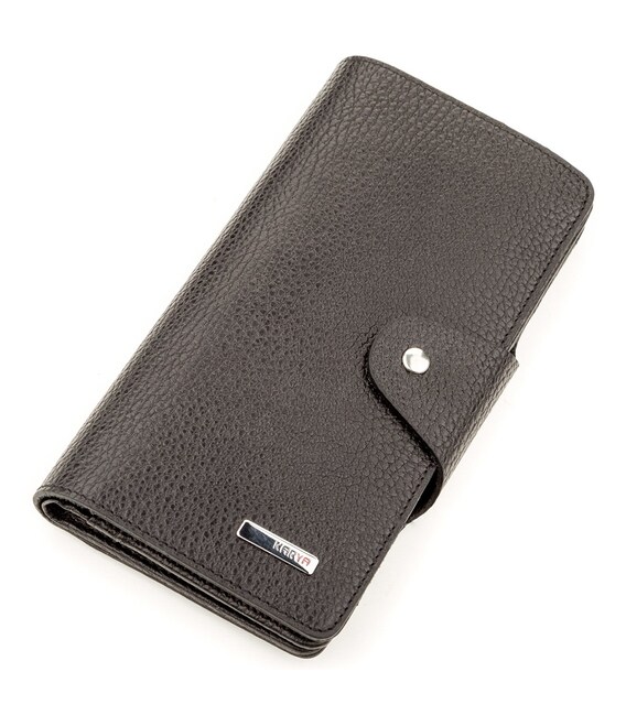 Вместительное портмоне унисекс из натуральной кожи KARYA 17235 Черный фото, картинка, изображение