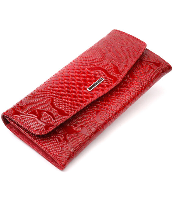 Красивий жіночий гаманець з клапаном із фактурної шкіри KARYA 21112 Червоний картинка, зображення, фото