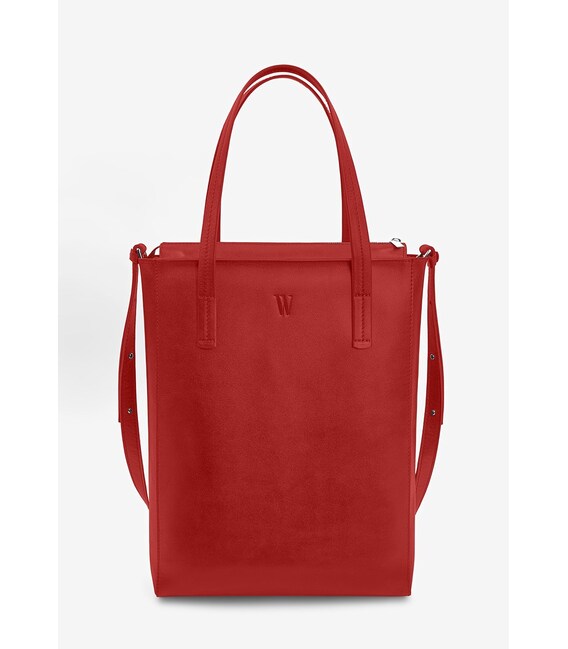 Кожаный шоппер Nancy красный фото, картинка, изображение