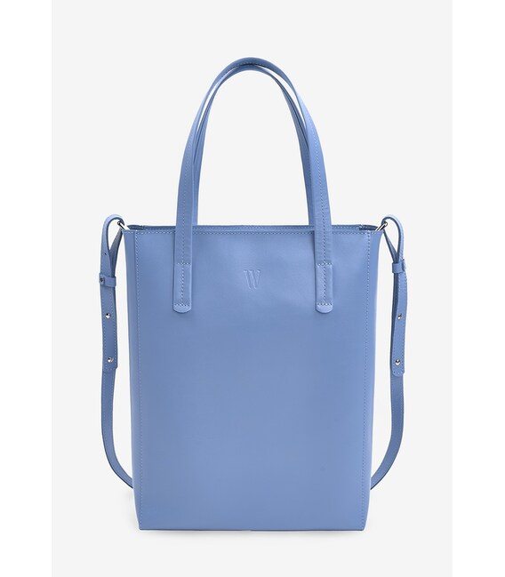 Кожаный шоппер Nancy голубой фото, картинка, изображение