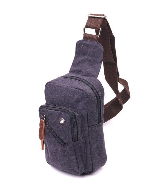 Мужская небольшая сумка через плечо из плотного текстиля 21229 Vintage Черная фото, картинка, изображение