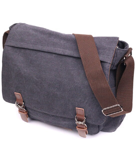 Чоловіча сумка для ноутбука з текстильним клапаном 21240 Vintage Чорна