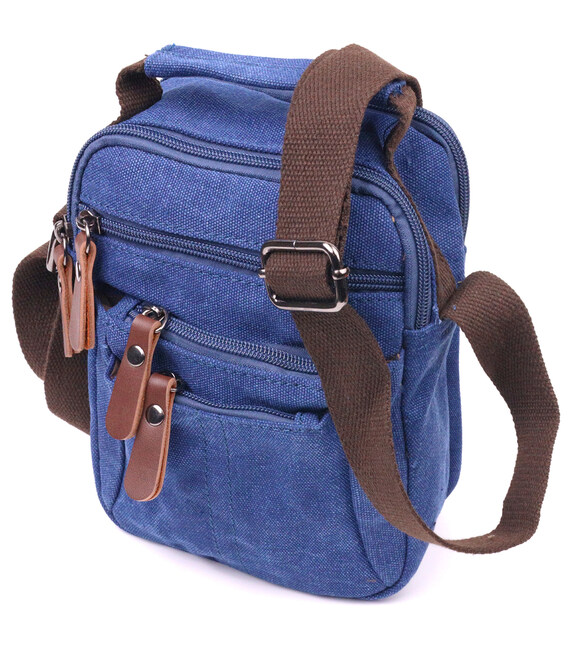 Практичная мужская сумка из плотного текстиля 21246 Vintage Синяя фото, картинка, изображение