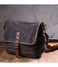 Горизонтальна чоловіча сумка з клапаном текстильна 21247 Vintage Чорна картинка, зображення, фото