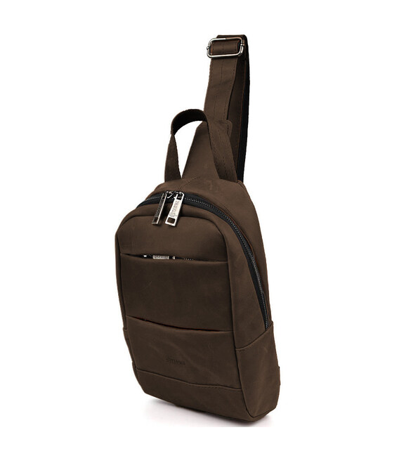 Рюкзак слінг шкіряний з кишенями TARWA RC-6010-3md фото, картинка, изображение