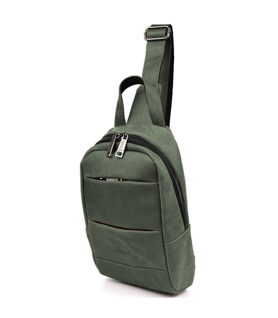 Рюкзак слінг шкіряний з кишенями TARWA RE-6010-3md фото, картинка, изображение