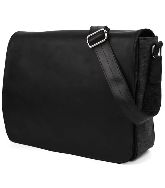 Сумка чоловіча через плече зі шкіри та канвасу TARWA RAG-1047-3md картинка, зображення, фото