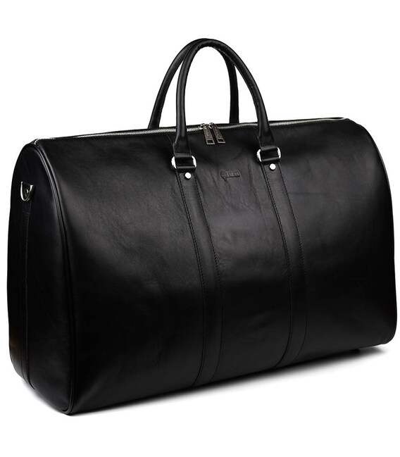 Велика шкіряна дорожня сумка 61см TARWA GA-9551-4lx чорна Наппа фото, картинка, изображение