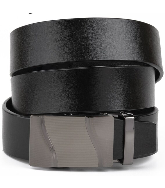 Ремінь чоловічий c затемненій пряжкою хвиля Vintage 20250 Чорний картинка, зображення, фото