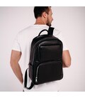 Чоловічий шкіряний рюкзак для ноутбука чорний Tiding Bag B3-154A картинка, зображення, фото