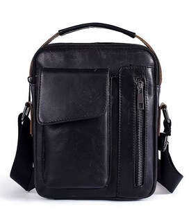 Сумка чоловіча гладка Vintage 14708 Чорна картинка, зображення, фото