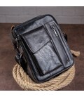 Сумка чоловіча гладка Vintage 14708 Чорна картинка, зображення, фото