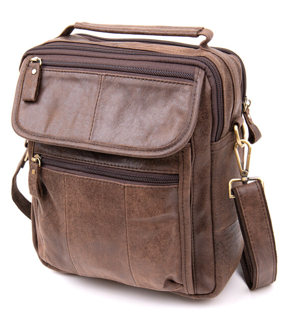 Сумка чоловіча месенджер на два відділення Vintage 20441 Коричнева картинка, зображення, фото