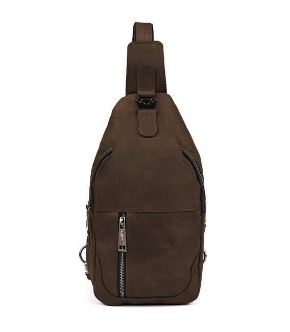 Чоловічий рюкзак слінг із кінської шкіри TARWA RС-4004-3md коричневий фото, картинка, изображение