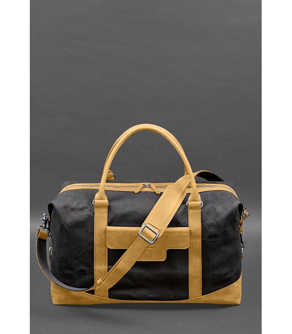 Дорожная сумка из канваса и натуральной желтой кожи Crazy Horse фото, картинка, изображение