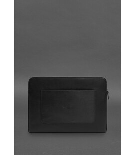 Шкіряний чохол для ноутбука на блискавці з хлястиком та кишенею Чорний картинка, зображення, фото