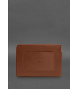 Шкіряний чохол для ноутбука на блискавці з хлястиком та кишенею Світло-коричневий картинка, зображення, фото