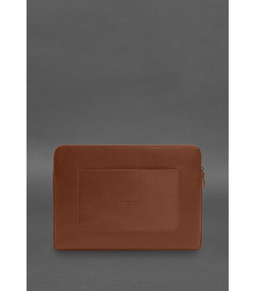 Шкіряний чохол для ноутбука на блискавці з хлястиком та кишенею Світло-коричневий картинка, зображення, фото