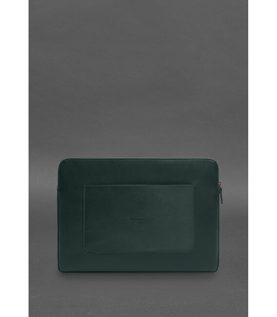 Шкіряний чохол для ноутбука на блискавці з хлястиком та кишенею Зелений картинка, зображення, фото