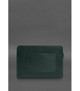 Шкіряний чохол для ноутбука на блискавці з хлястиком та кишенею Зелений картинка, зображення, фото