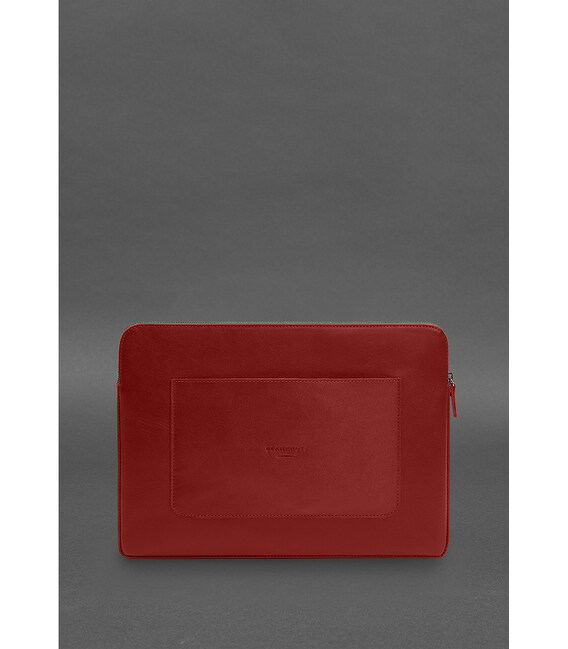 Шкіряний чохол для ноутбука на блискавці з хлястиком та кишенею Червоний картинка, зображення, фото