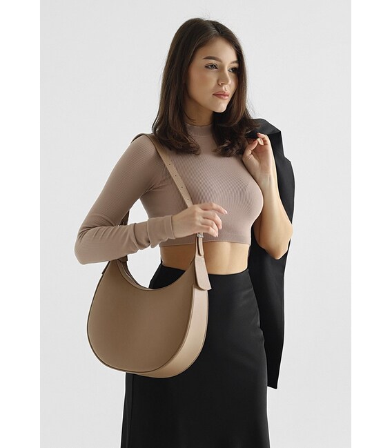 Жіноча шкіряна сумка Vivian темно-бежева флотар картинка, зображення, фото