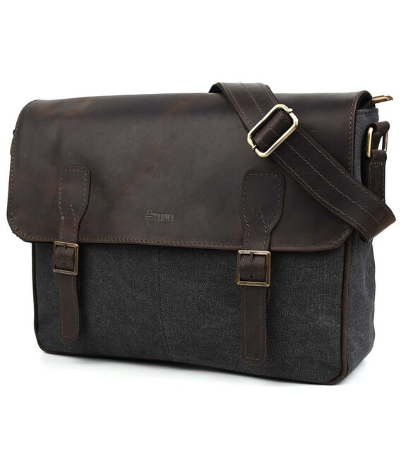 Шкіряна сумка через плече А4 для з канвас та крейзі хорс RCg-7022-3md TARWA фото, картинка, изображение