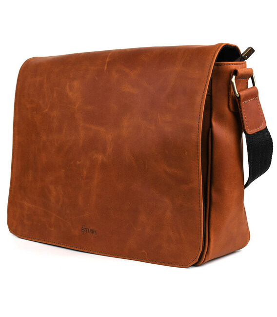 Чоловіча шкіряна сумка через плече із клапаном TARWA RB-1047-3md коньяк фото, картинка, изображение