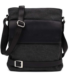 Сумка через плече в комбінації чорний канвас та кінської шкіри RAg-0040-4lx TARWA картинка, зображення, фото