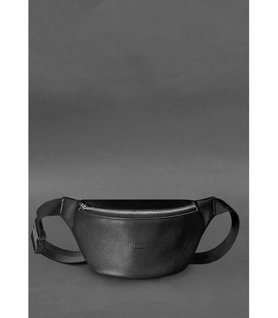 Кожаная поясная сумка-бананка Kanny черная фото, картинка, изображение