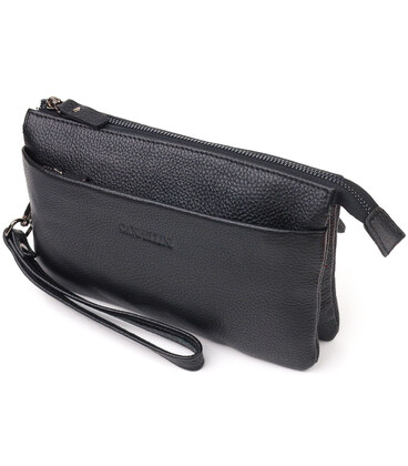 Місткий чоловічий клатч із натуральної зернистої шкіри CANPELLINI 21557 Чорний картинка, зображення, фото